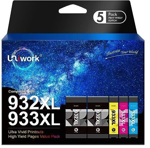 Uniwork Ink for HP 932XL / 933XL 5 Pack