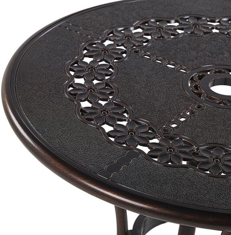 Beliani Garden table Ø65cm aluminum copper look brown