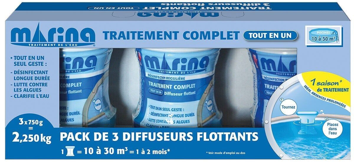 Marina Traitement complet chlore en diffuseur flottant, lot de 3