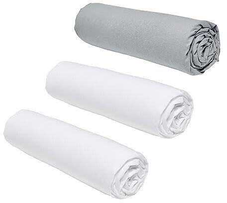 Today Essential set of 3 fitted sheets 140x190 cm for double bed chalk/steel