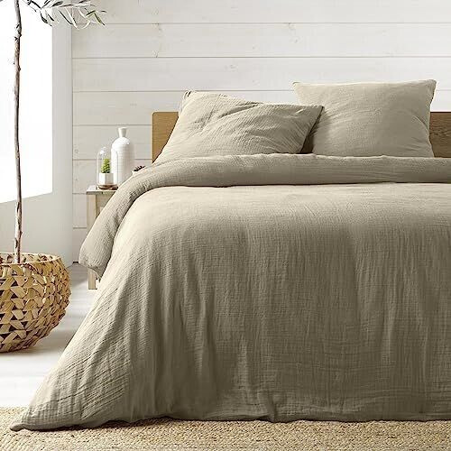 Douceur d'Intérieur Angelia 3-piece bed linen set 240x220 cm sand cotton gauze