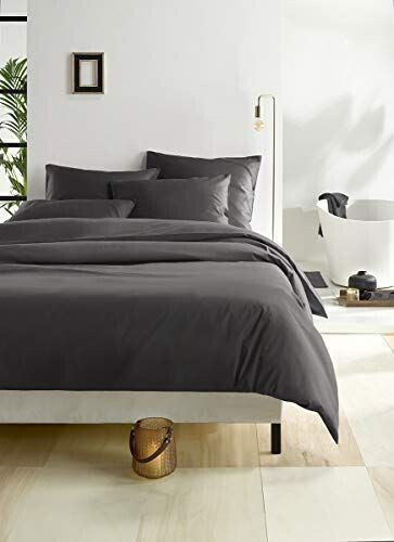 De Witte Lietaer Olivia bed linen satin combed dark grey/ebony 260x240+280x80 cm