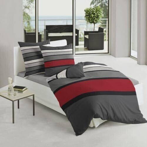Bierbaum Bed linen 4757 Mako satin red 63 200x200 cm + 2x80x80 cm for the double bed