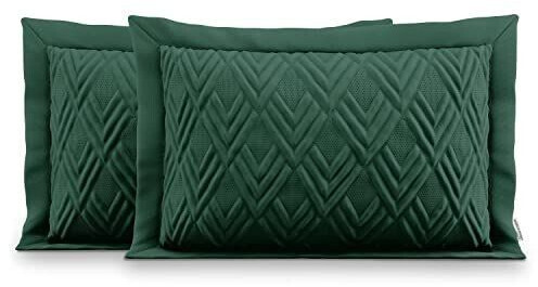 AmeliaHome 2 pillowcases with ultrasonic quilting on both sides 50x70 cm Ophelia dark green