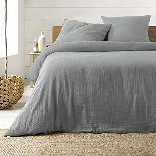 Douceur d'Intérieur 3-piece bed linen 240x220 cm Angelia gray cotton gauze