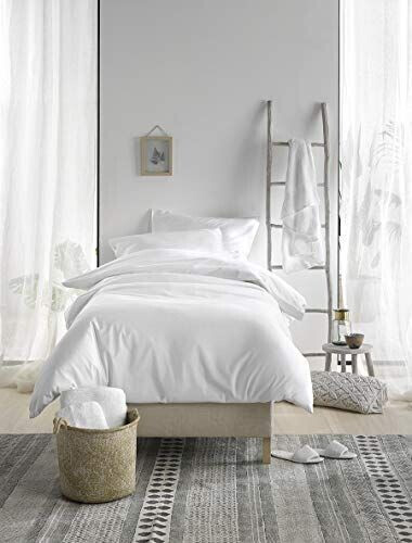 De Witte Lietaer Olivia bed linen satin combed white/white 140x200 + 1 pillowcase