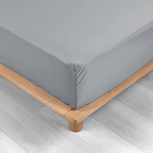 Douceur d'Intérieur Fitted sheet percaline gray 180x200 cm