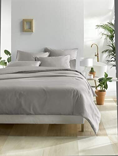 De Witte Lietaer Olivia bed linen satin combed cotton light grey/Dove 260x240 + 2 pillowcases