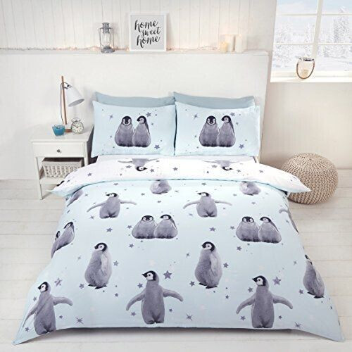 Rapport London Duvet cover set with penguin pattern Ice 135x200 cm