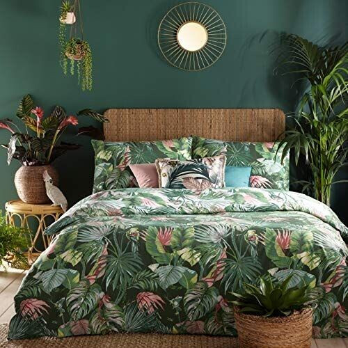 Furn Amazonia Duvet Cover and Pillowcase Set Polycotton Jade Double