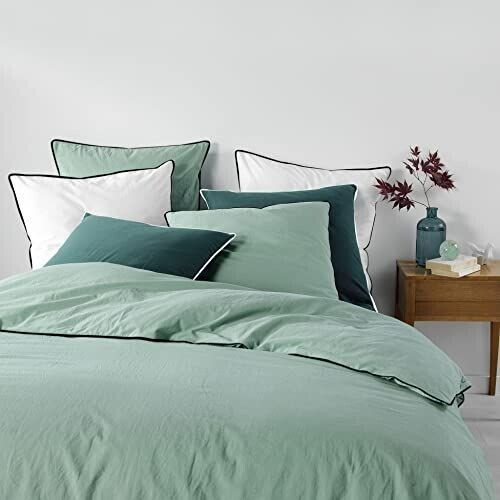 Douceur d'Intérieur Bed linen bed linen 3 pieces. 240x220 cm Sage Linette