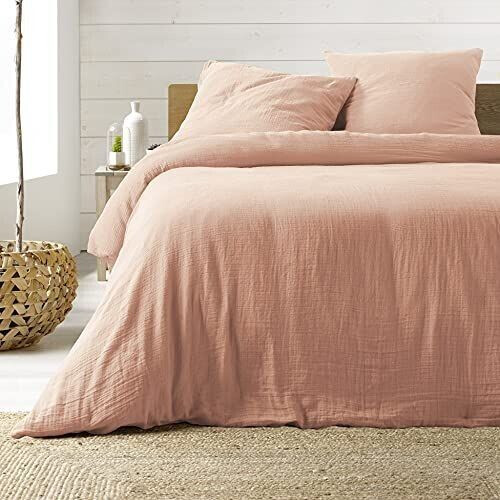Douceur d'Intérieur 3-piece bed linen 240x220 cm Angelia Rose cotton gauze