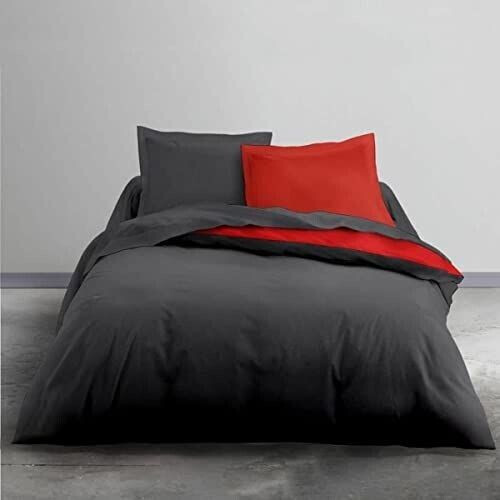 Today Bed linen for double bed 240x260 cm two-tone gray and red Alix