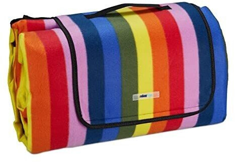 Relaxdays XXL picnic blanket 200x300 cm striped colorful (10041281)