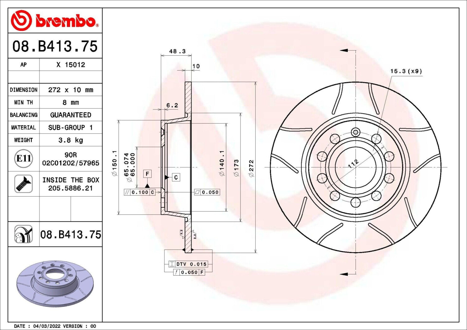 Brembo 08.B413.75