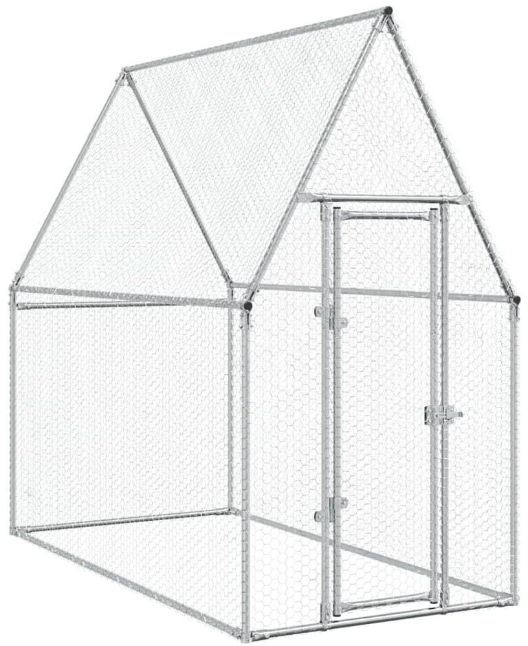 vidaXL Cage pour poules acier galvanisé argenté 200 x 100 x 190 cm (172550)