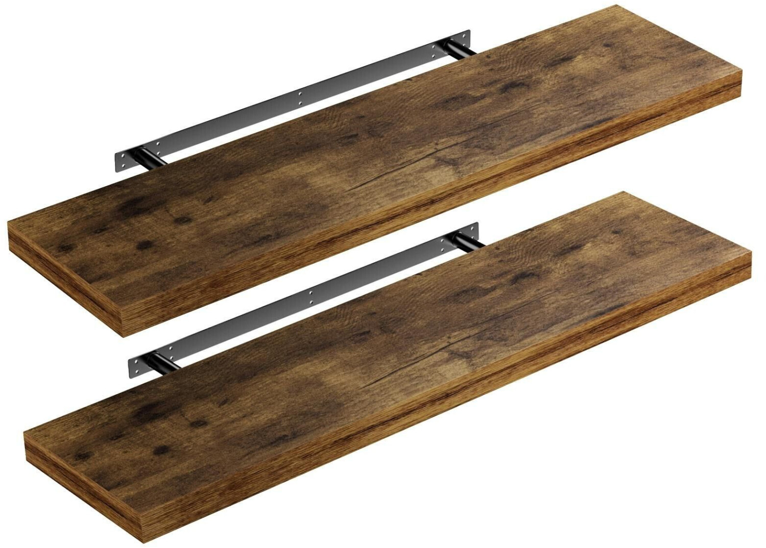 Casaria 2x wall shelf dark oak with holder 90cm floating - wood