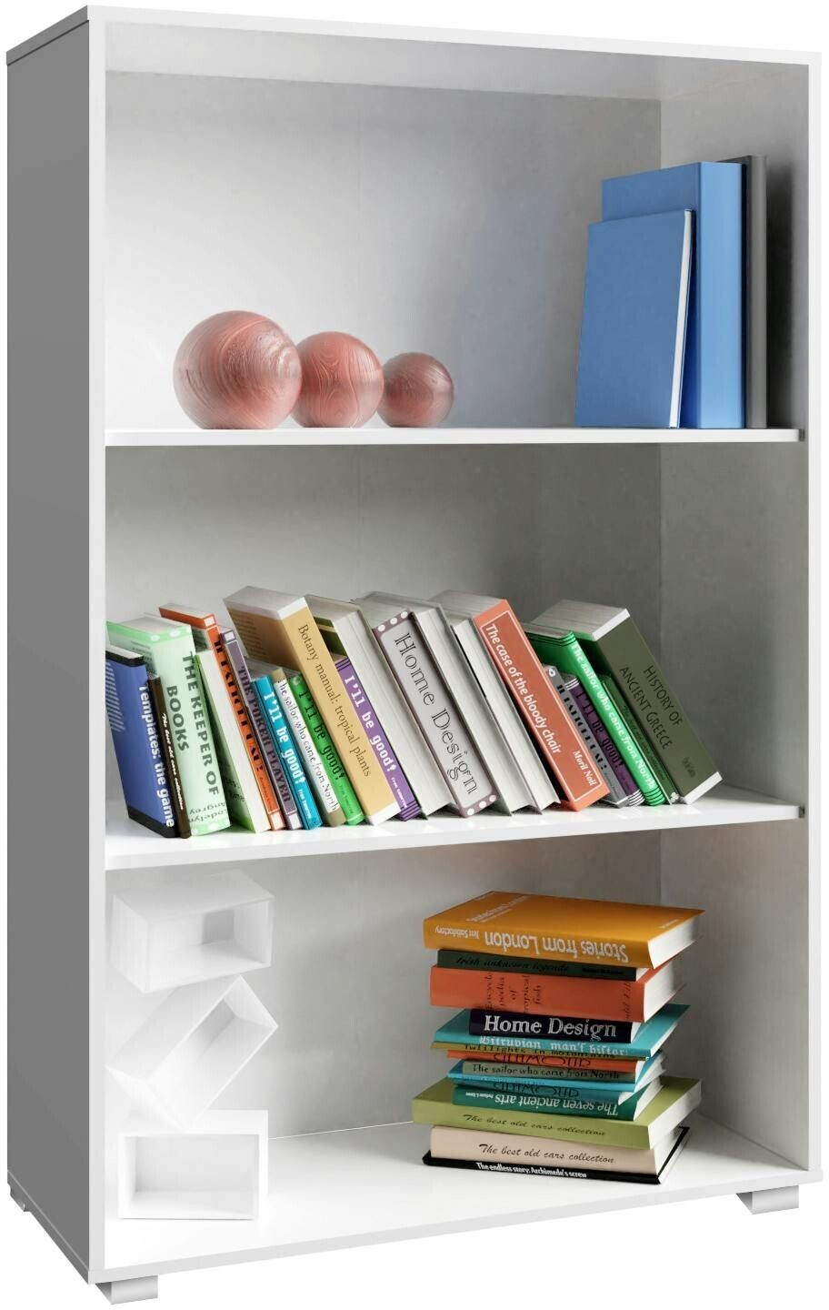 Casaria Bookcase Vela 3 compartments white - white solid wood