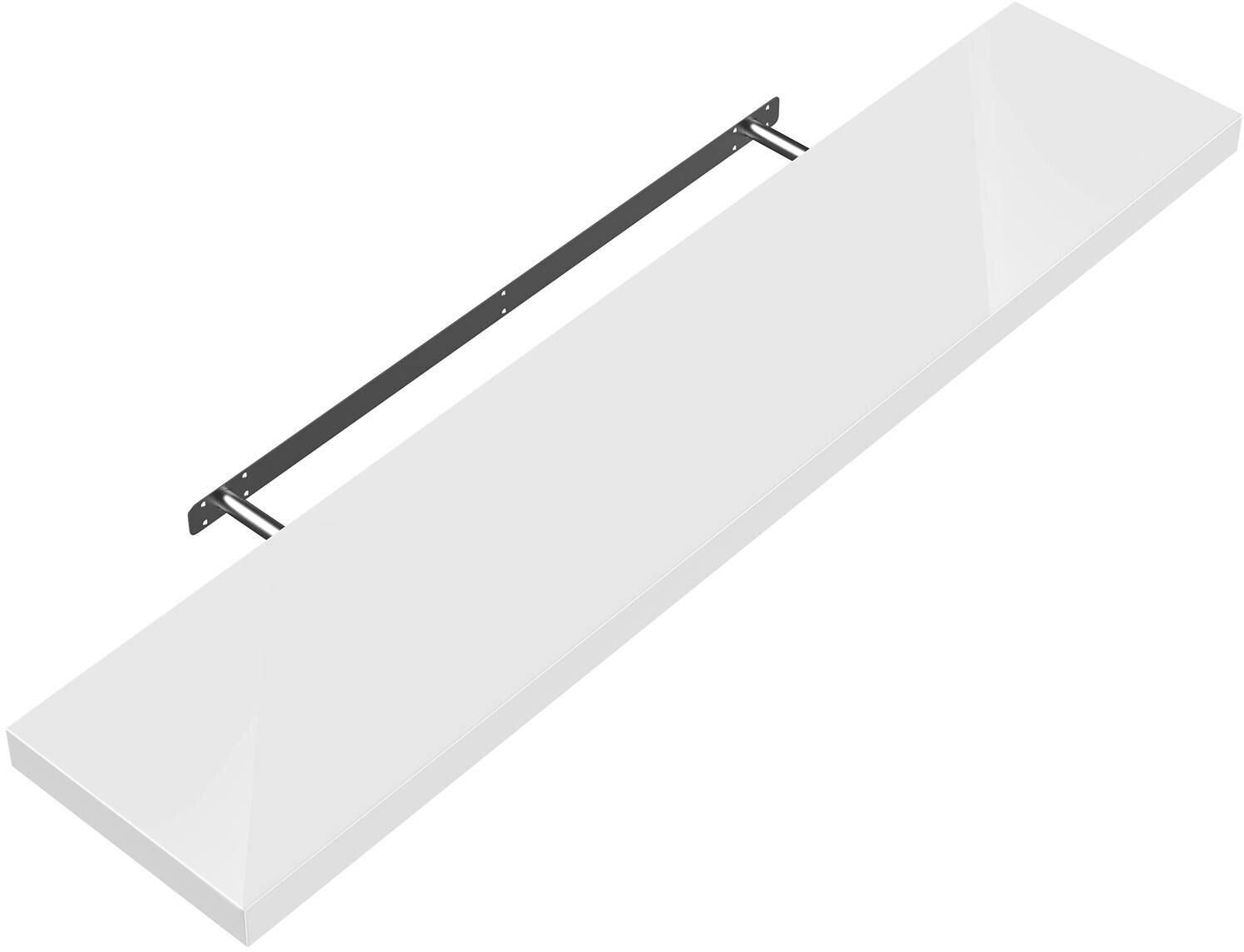 Casaria Floating shelf 90cm high gloss white - white solid wood