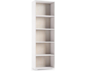 Dmora Bücherregal Girasole, Bibliothek mit 4 verstellbaren Einlegeböden 60x30h195 cm, - weiß