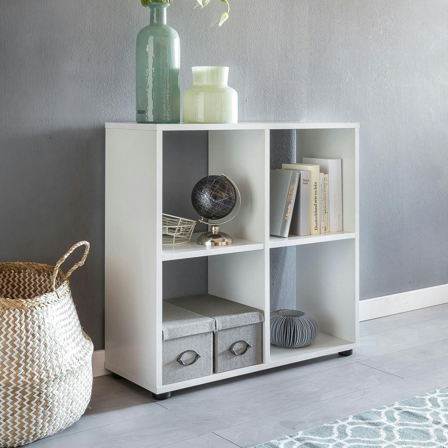 Finebuy Bookcase SARA wooden standing shelf storage shelf wooden shelf room divider - white wood SuVa11690_1
