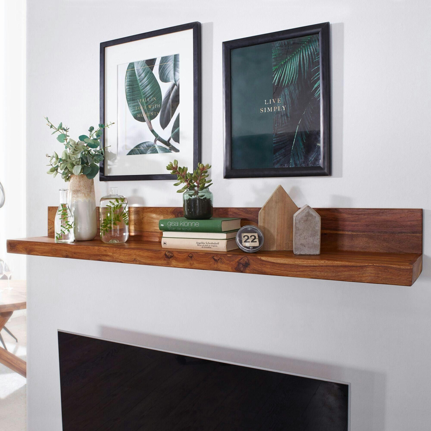Finebuy Wall shelf solid wood shelf country house style wooden shelf wall shelf - wood SuVa2537_1