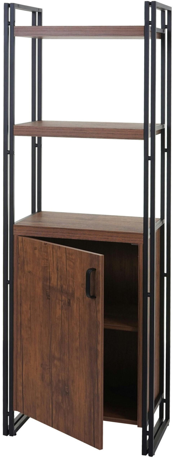 Mendler Bookcase HWC-A27 165x55cm 3D structure wild oak look - brown solid wood 60163+60164