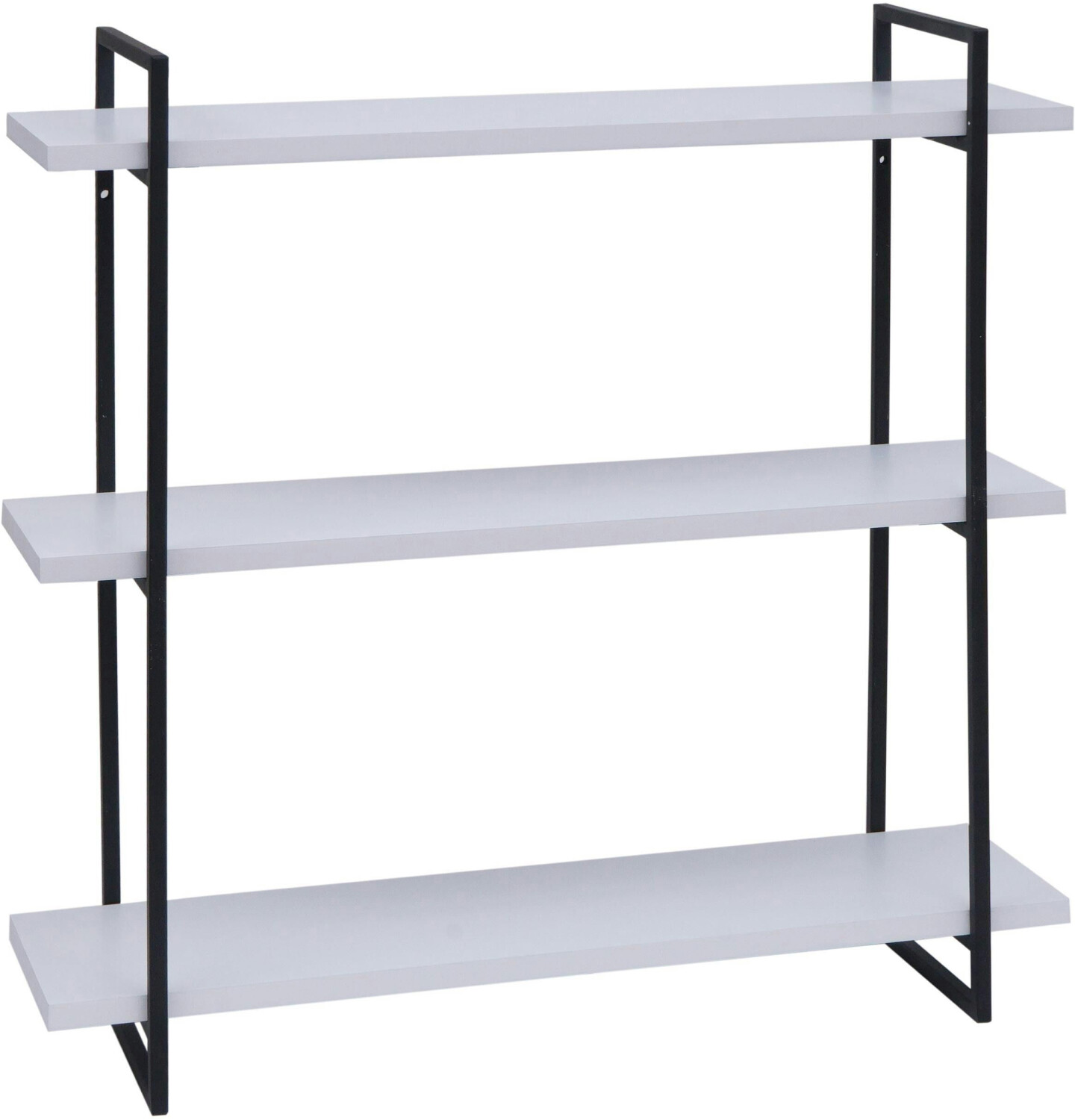Mendler Wall shelf HWC-K78 60x60x18cm white, black metal - white wood 98633
