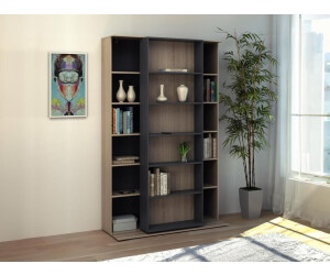 Kauf-Unique Bücherregal mit Schiebeelement - Holzfarben & Anthrazit - PRALI