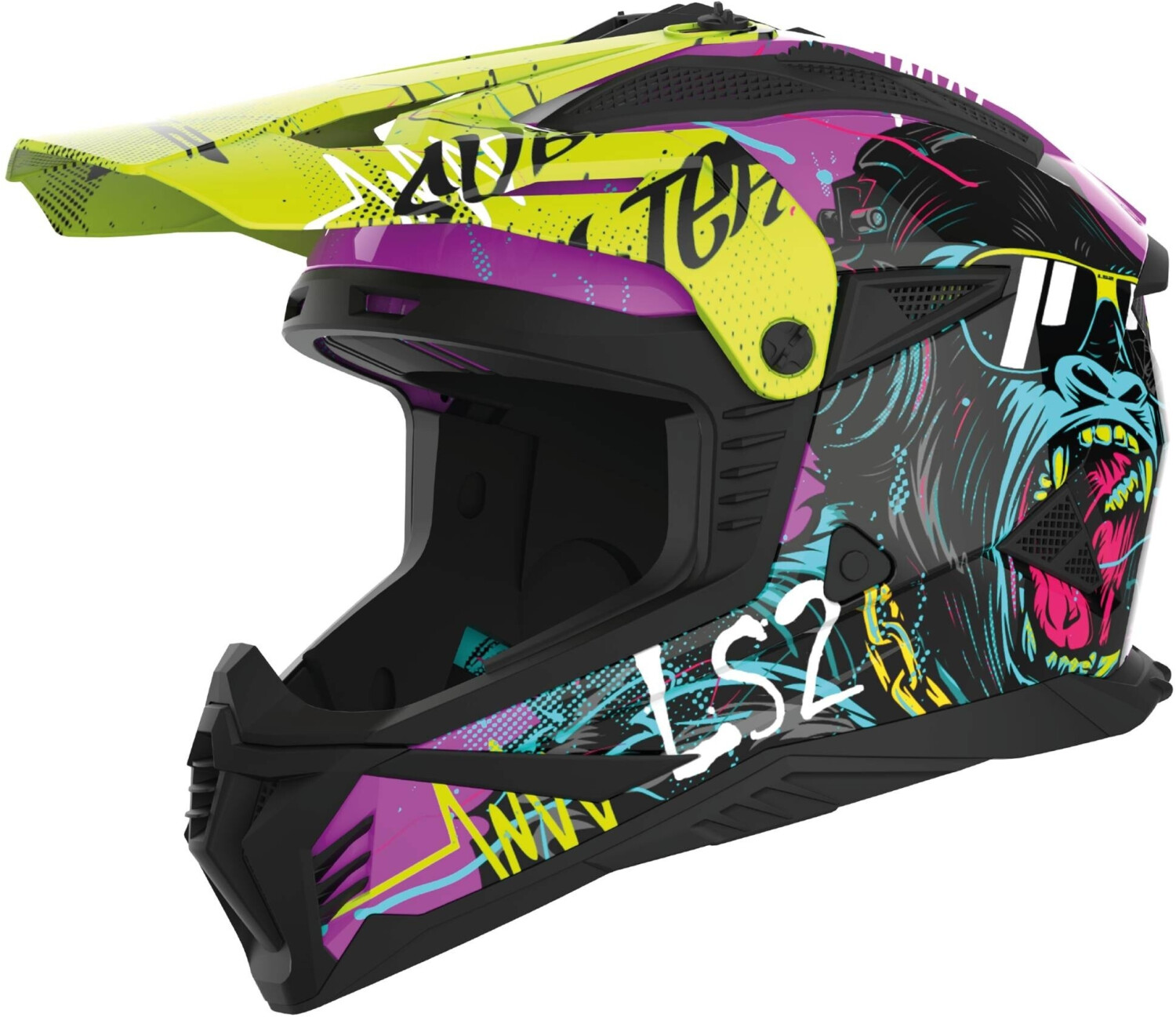 LS2 MX708 Fast II Gorilla noir/violet/jaune
