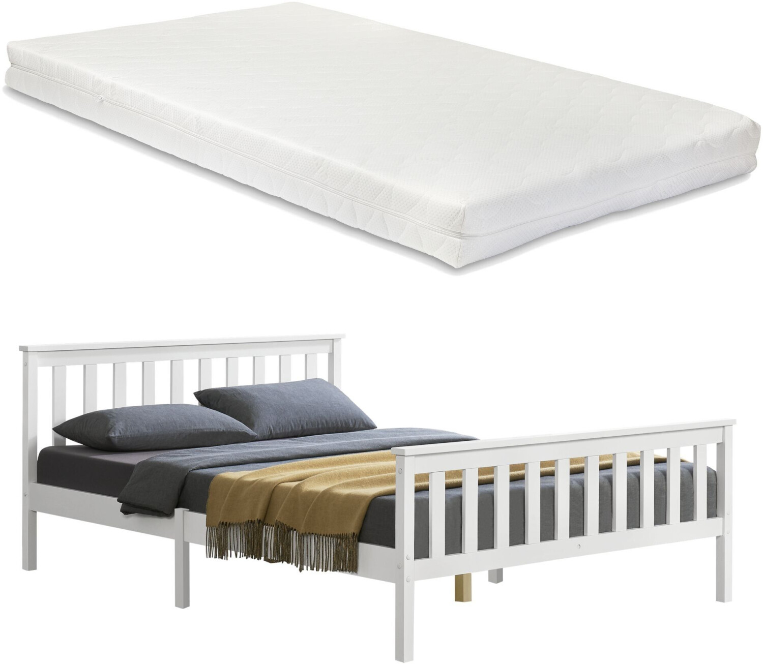 en.casa Breda 140x200cm with Mattress White