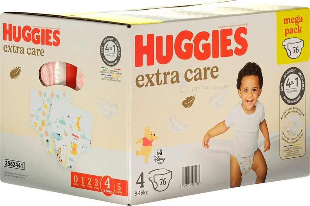 Huggies Extra Care Disney Baby Mega Pack Size 4 (8 - 16 kg) 76 pcs.