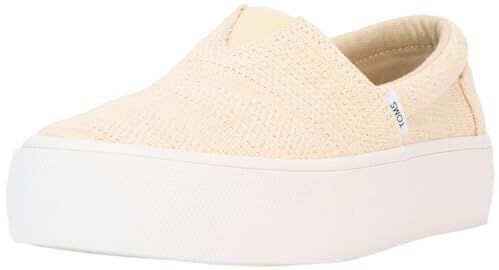 TOMS Shoes Fenix Platform Slip-On Sneaker natural undyed metallic linen stripe