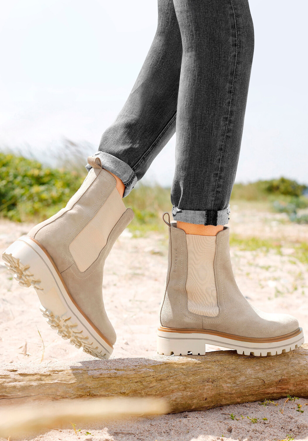 Sand color chelsea boots on sale