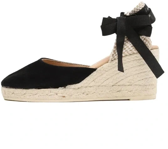 Manebi Soft Suede Low Wedge Espadrilles K 1 0 WL black