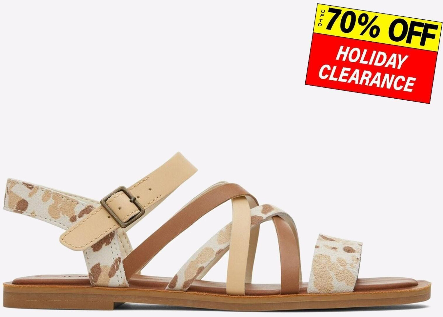 TOMS Shoes Sephina Women's Leather Sandals flat beige