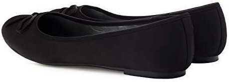 Andres Machado Ballerinas with flat block heel and decorative bow Loafer TG104 black satin