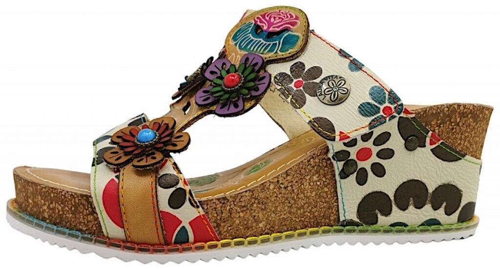 Laura Vita Wedge Sandal Velcro Closure Flowers Bonito 224
