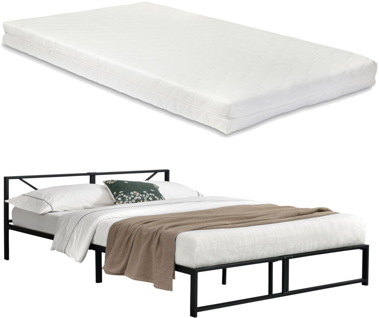 en.casa Meran 180x200cm with Mattress Black