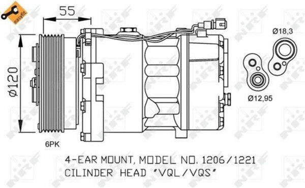 NRF Klimakompressor für VW Golf IV Polo III Cordoba Multivan T5 Seat (32064), Bild 3