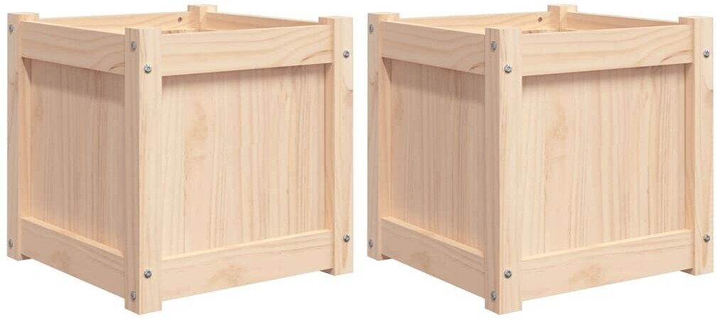 vidaXL Garden Planters 2 pcs 40 x 40 x 40 cm Solid Wood Pine
