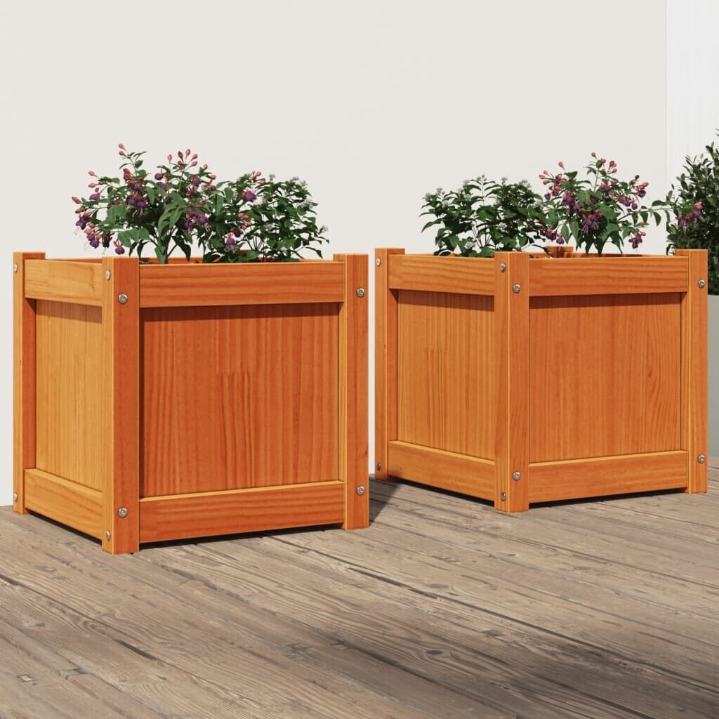 vidaXL Garden Planters 2 pcs 40 x 40 x 40 cm Solid Wood Pine brown