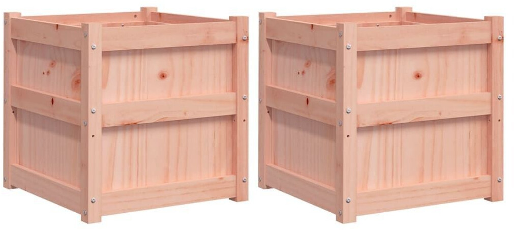 vidaXL Garden Planters 2 pcs 60 x 60 x 60 cm Solid Pine Wood natural douglas