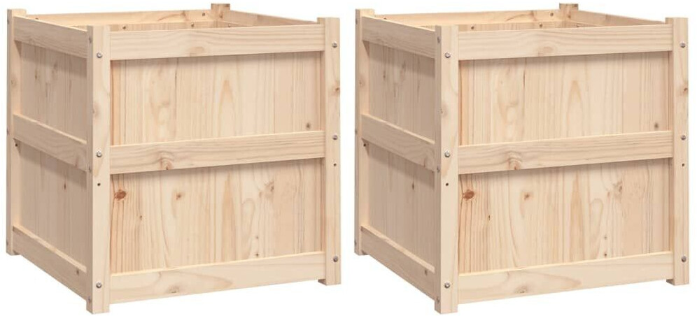 vidaXL Garden Planters 2 pcs 60 x 60 x 60 cm Solid Pine Wood natural