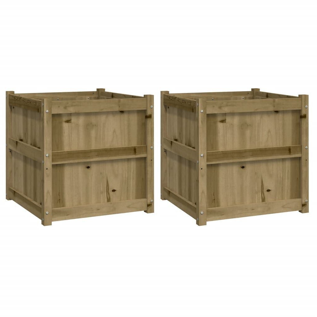 vidaXL Garden Planters 2 pcs 60 x 60 x 60 cm Solid Pine Wood natural impregnated