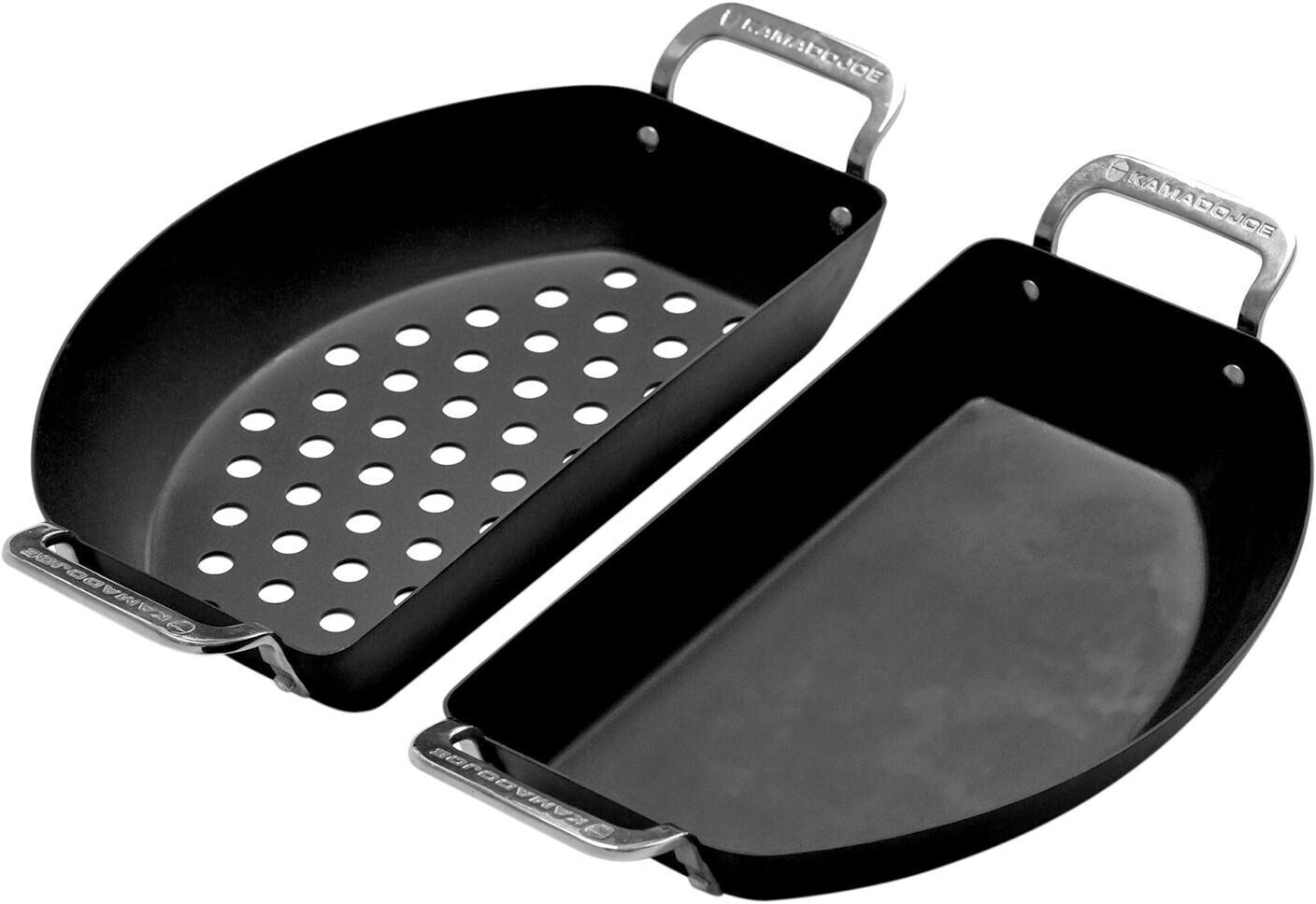 Kamado Joe Carbon Steel Half Moon Pan Set 2 pcs. Black