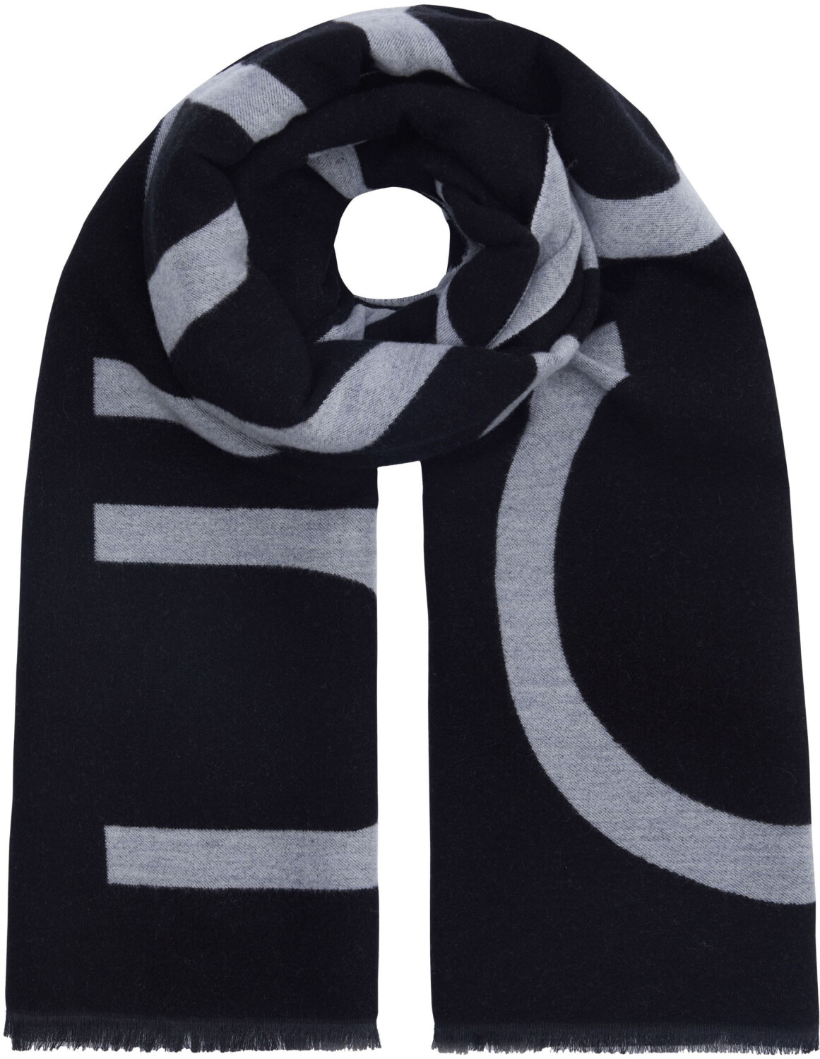 Calvin Klein Fringes 2-Tones Wool Blend Scarf (K60K612028) black
