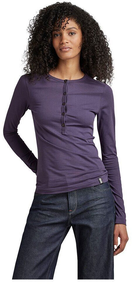 G-Star Essential Henley Slim Long Sleeve T-shirt (D22751-D344) purple