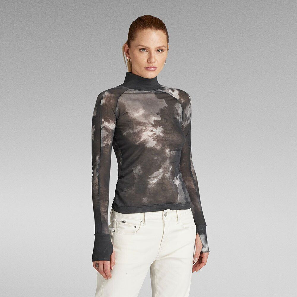 G-Star Blurry Camo Long Sleeve High Neck T-shirt (D23797-C565) black