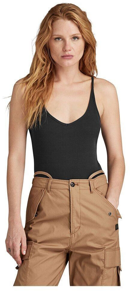 G-Star Spaghetti Strap Ribbed Sleeveless Body (D24509-D595) black